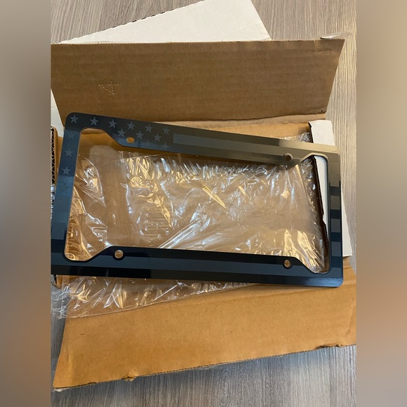 American Flag License Plate Frame Black Car Tag Frame, 2 - Picture 5 of 6